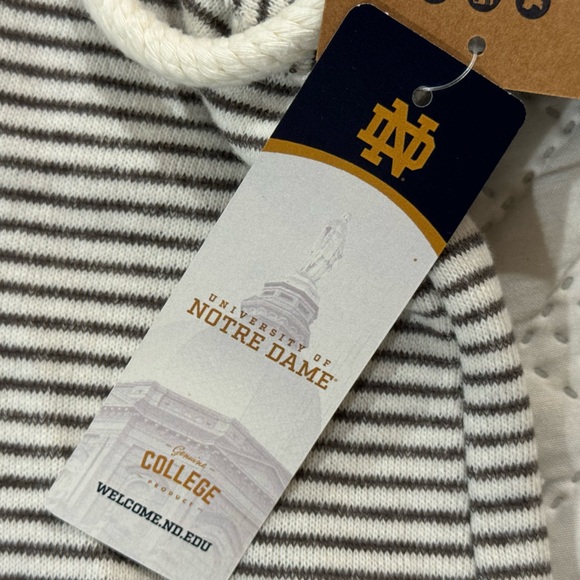 NWT Notre Dame Fighting Irish Blue 84 Cream Striped French Terry Hoodie Women S - Picture 7 of 8